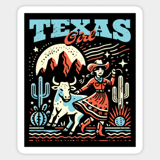 Vintage Texas Girl // Proud Texan Born and Raised // Texas Cowgirl Bright Sticker